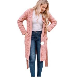 RACHEL PARCELL NWT Knit Cozy Cable Long Cardigan XSMALL